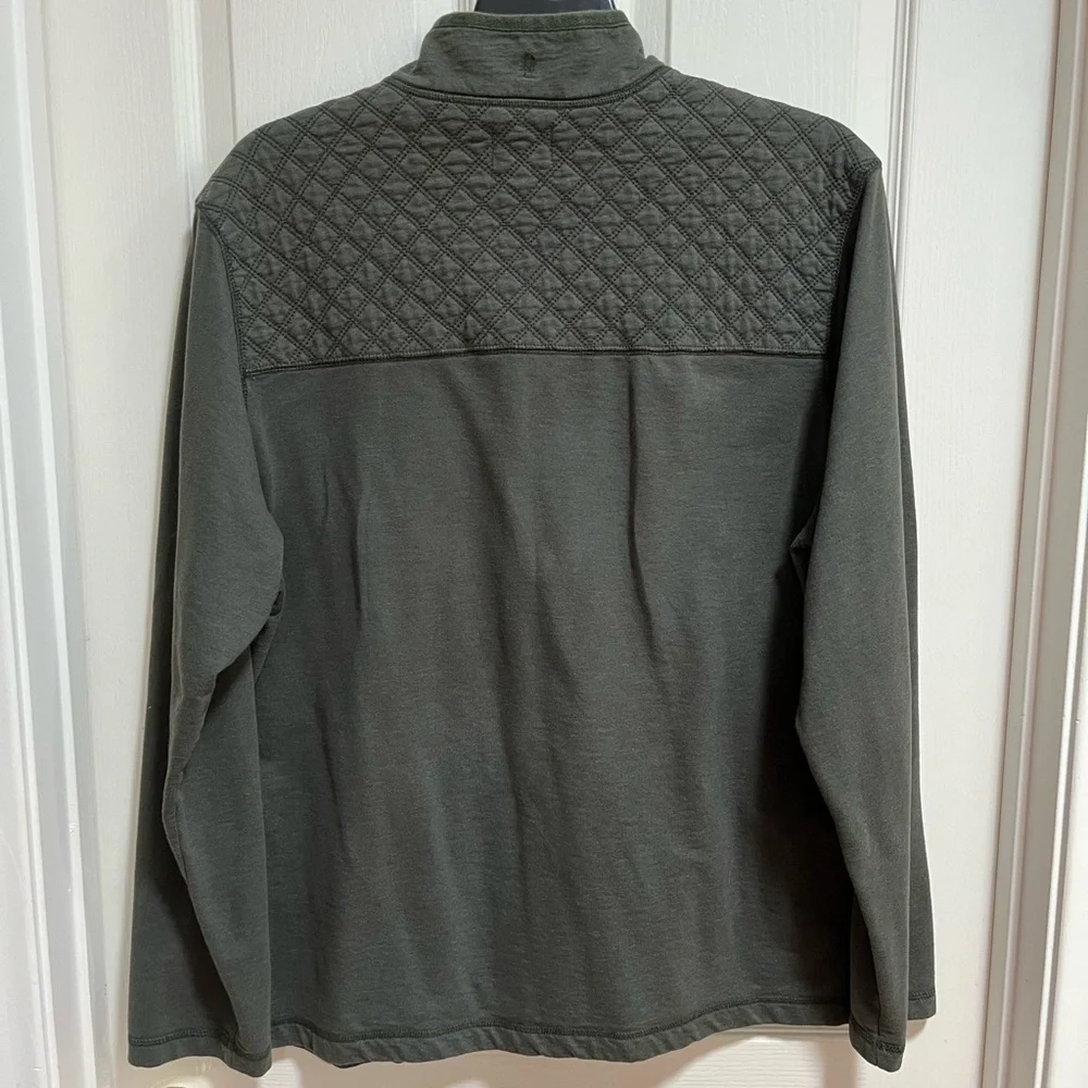 G. H. Bass Co. Men’s Shirt Pullover 1/4 Zip Green Long Sleeve Quilted Casual XL